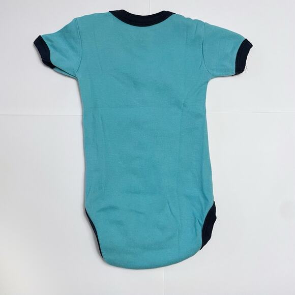 Lazy One Baby Teething Bites Shark Graphic Blue Short Sleeve Ringer Bodysuit 6 M - Picture 3 of 5
